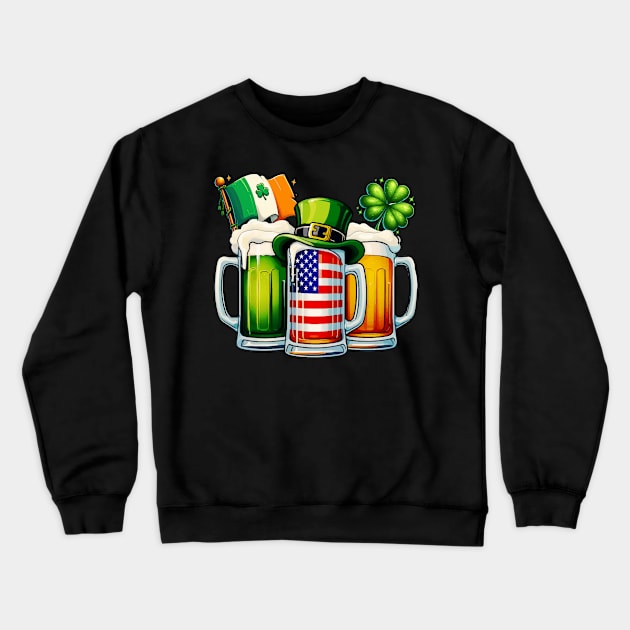 Irish drinking team Irish Beer Ireland Flag St Patricks Day Crewneck Sweatshirt by AlmaDesigns